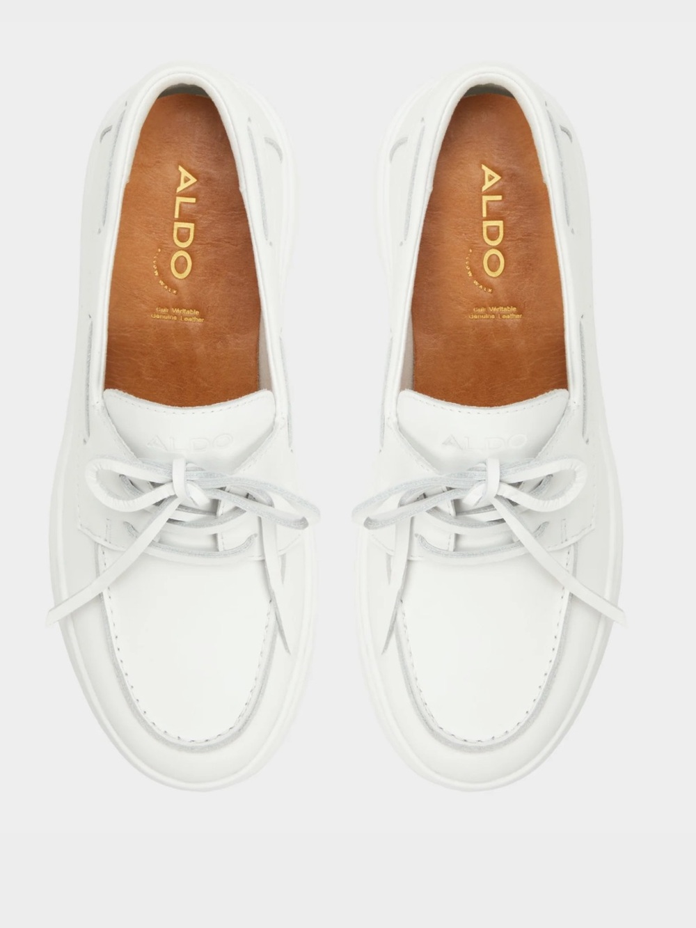 New ALDO Women's White Leather Moccasin Boat Shoes